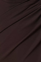 Chocolate Brown Draped High-Neck Maxi Dress