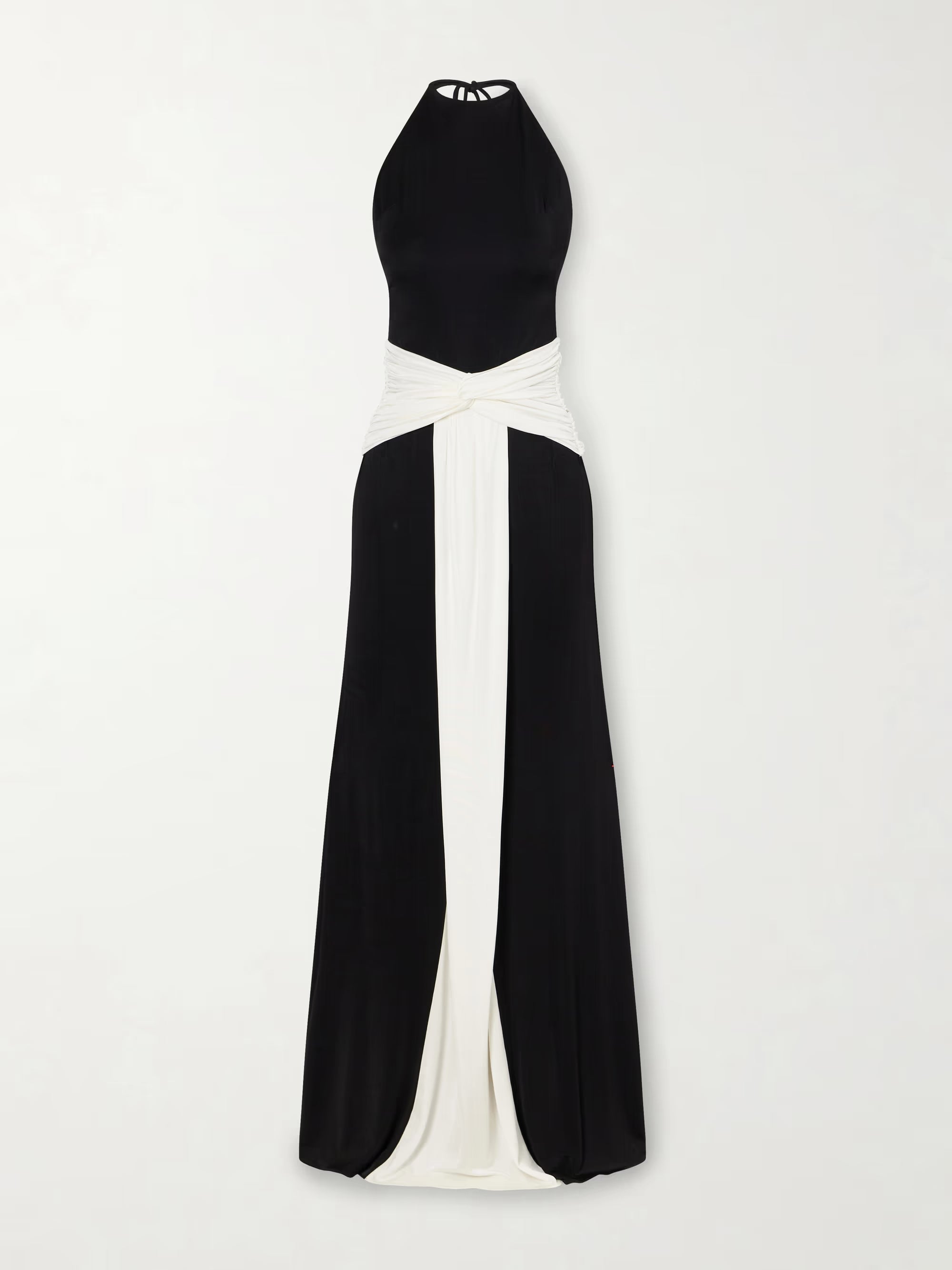 Monochrome Twist-Front Wide-Leg Jumpsuit
