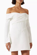 Ivory Off-Shoulder Corset Mini Dress