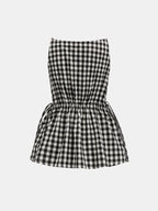 Gingham Drawstring Peplum Top & Shorts Set
