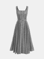Gingham Cotton Belted Sleeveless Maxi Dress