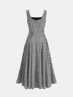 Gingham Cotton Belted Sleeveless Maxi Dress