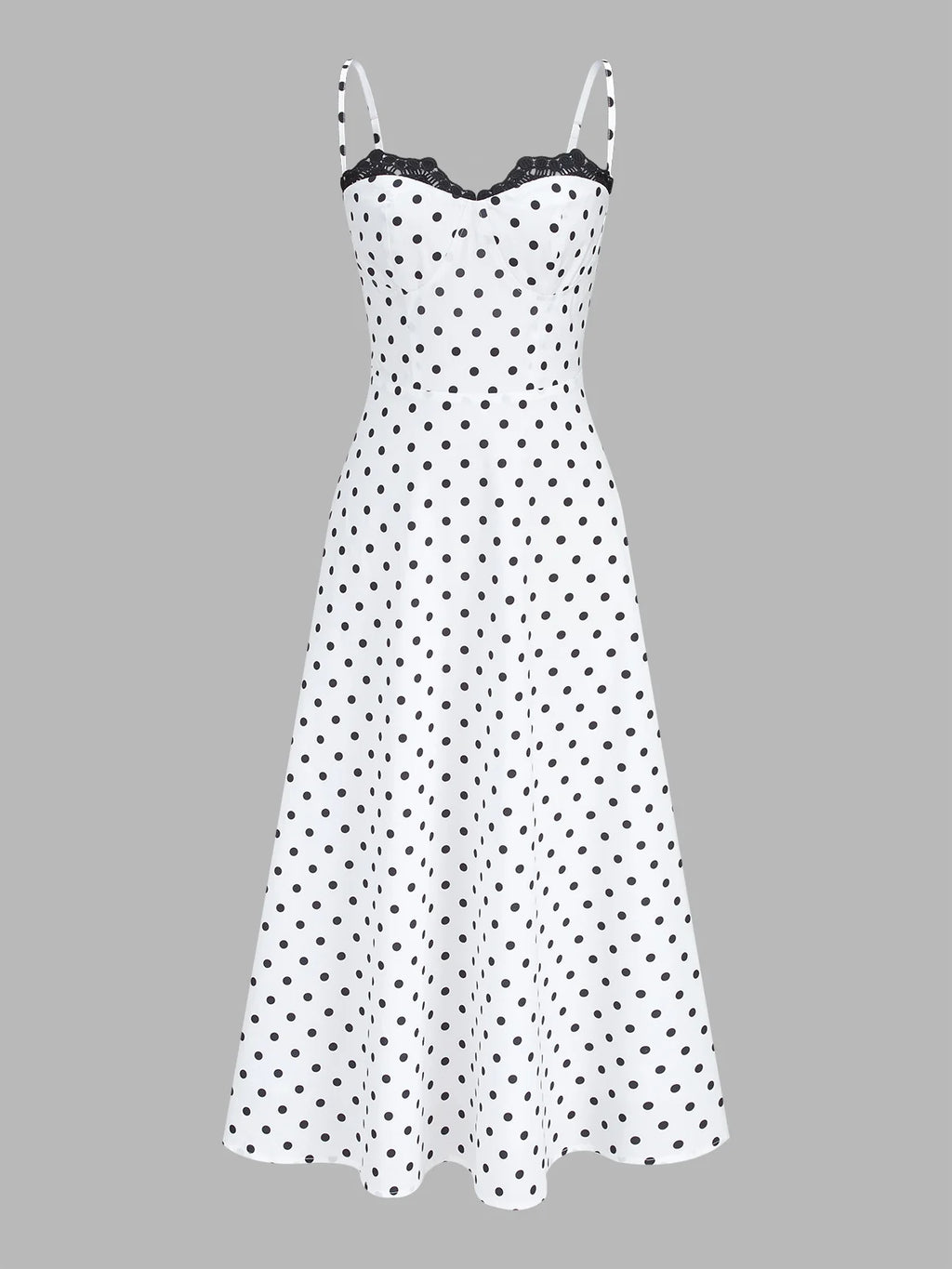 Polka Dot Lace Trim Cami Maxi Dress