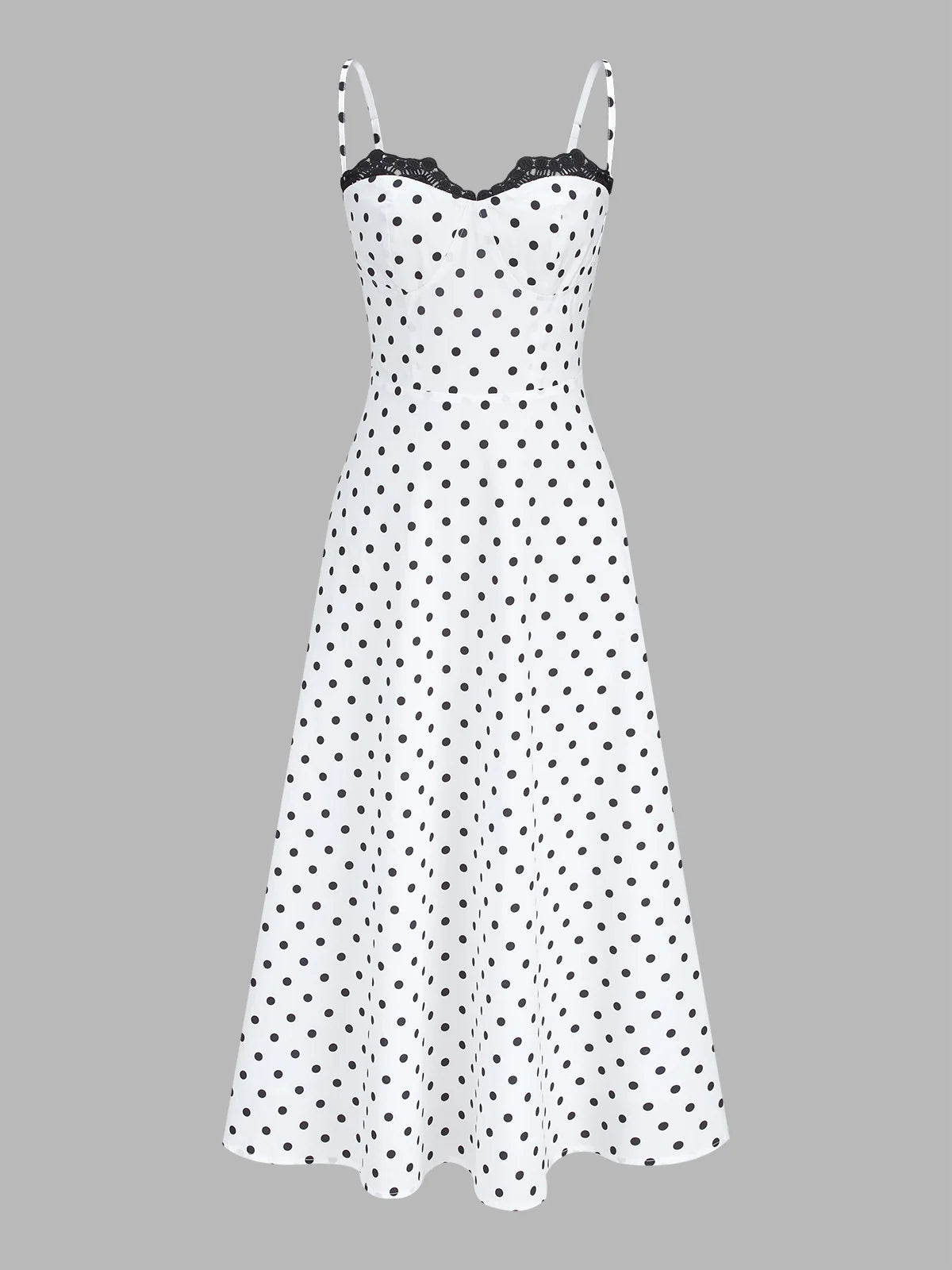 Polka Dot Lace Trim Cami Maxi Dress