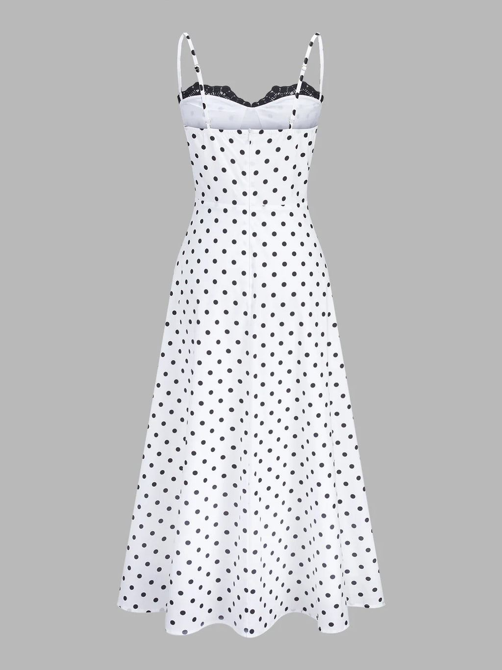 Polka Dot Lace Trim Cami Maxi Dress