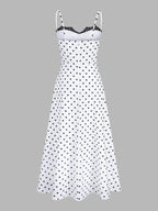 Polka Dot Lace Trim Cami Maxi Dress