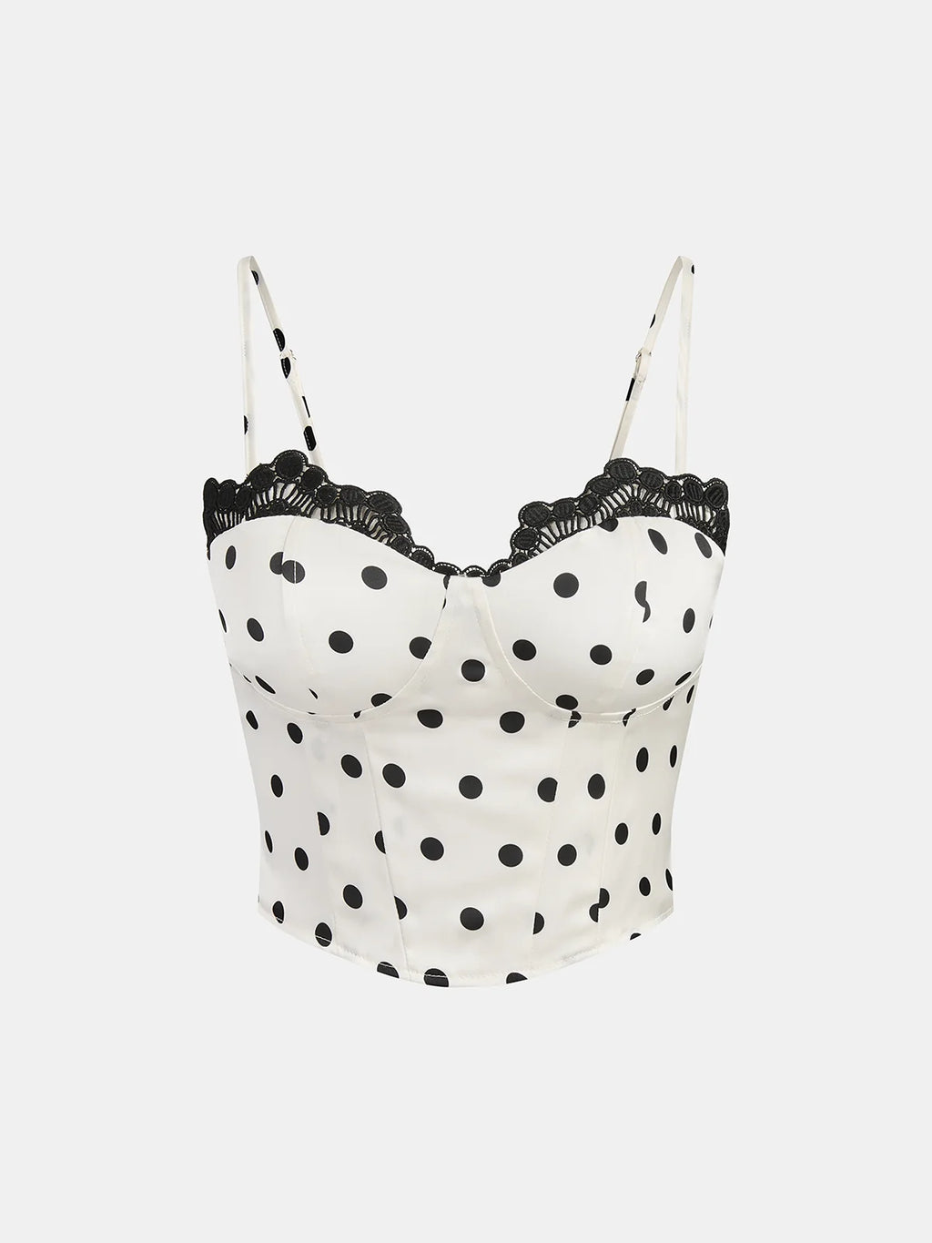 Polka Dot Lace Trim Cami Top & Skirt Sets