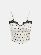 Polka Dot Lace Trim Cami Top & Skirt Sets