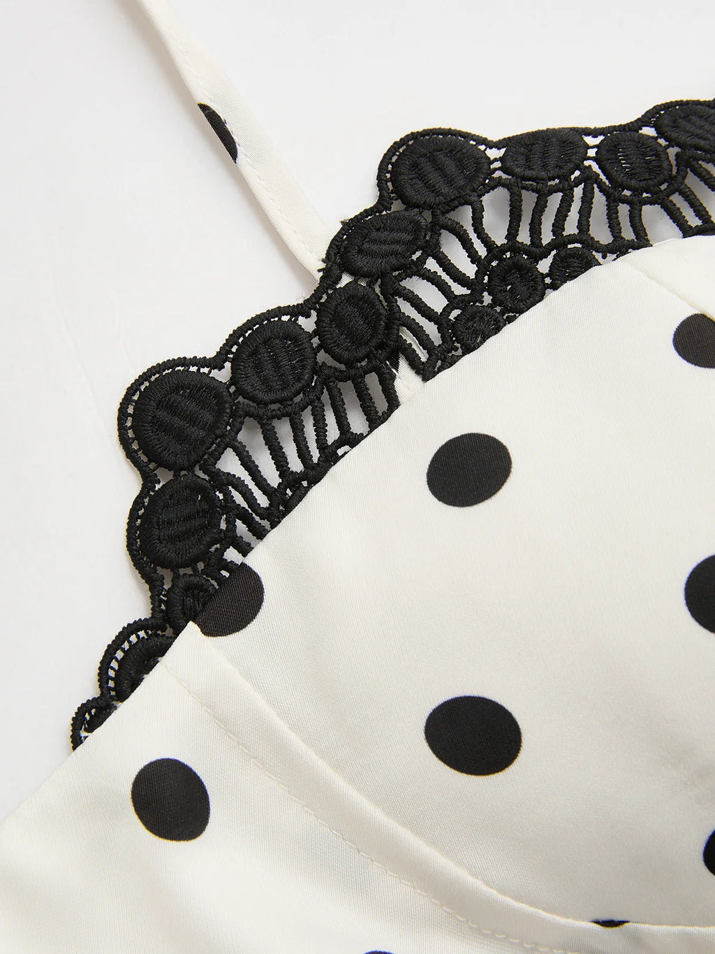 Polka Dot Lace Trim Cami Top & Skirt Sets