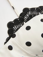 Polka Dot Lace Trim Cami Top & Skirt Sets