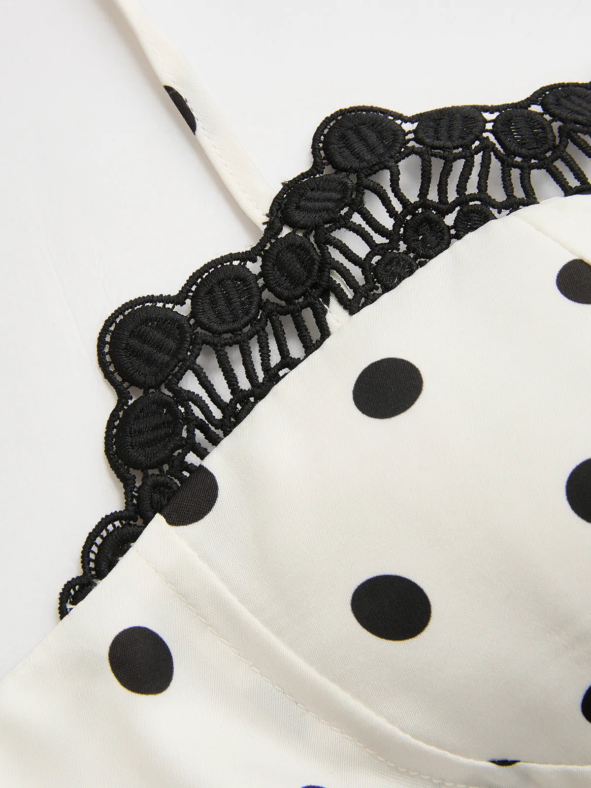 Polka Dot Lace Trim Cami Top & Skirt Sets