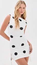 Luna Polka Dot Ruched Mini Dress
