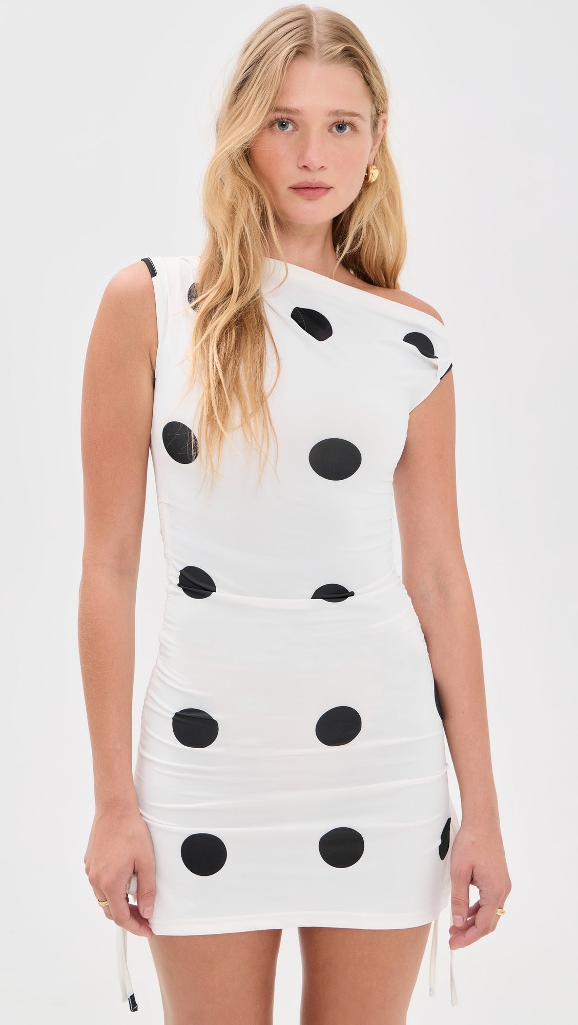 Luna Polka Dot Ruched Mini Dress