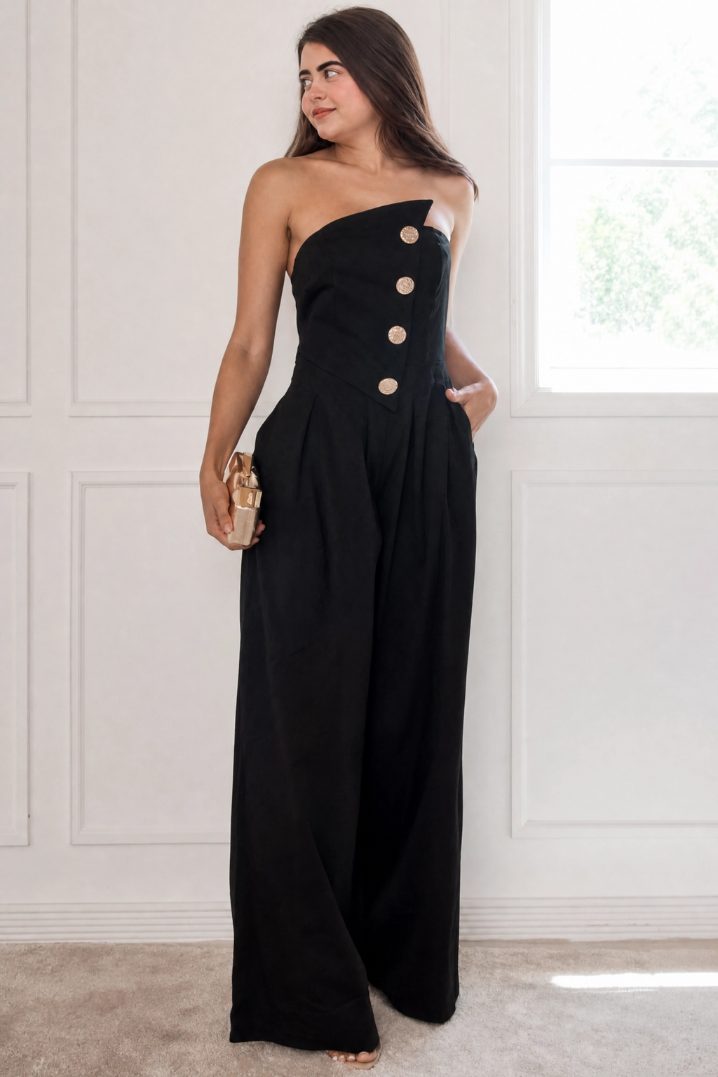 Strapless Wide-Leg Jumpsuit