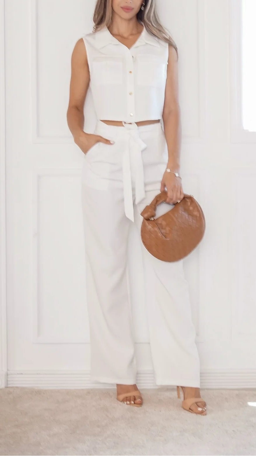 Ivory Relaxed Tie-Waist Co-Ord Set