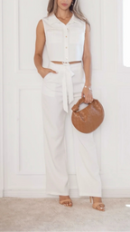 Ivory Relaxed Tie-Waist Co-Ord Set