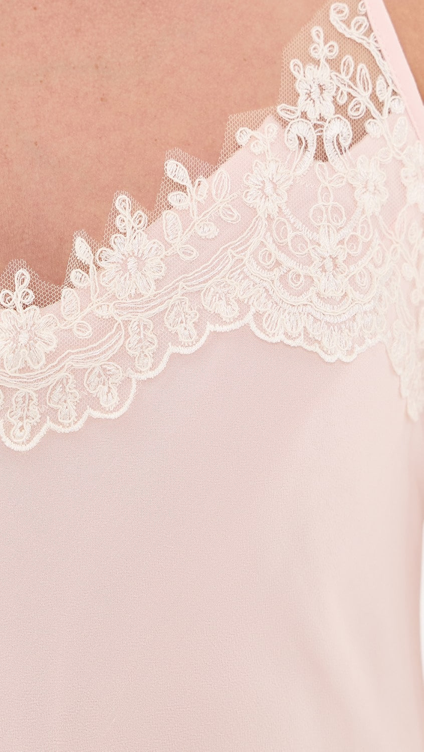 Blush Lace Trim Slip Mini Dress